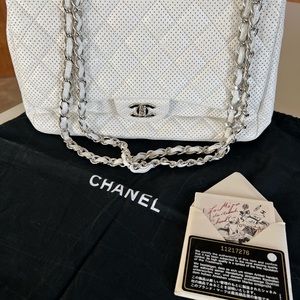 CHANEL Jumbo Quilted Perforated Leather Bag Serial sticker,card